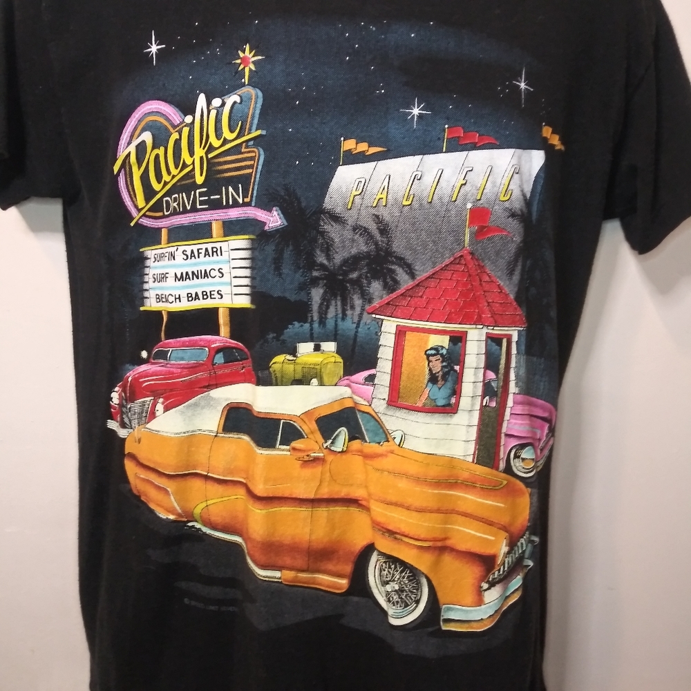 Vintage Speed Limit Seventy Black Single Stitch, Pacific Drive-In Graphic Tee - Picture 2 of 12